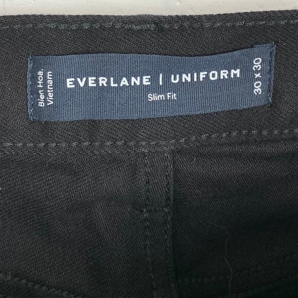 Everlane Uniform Mens Slim 4Way Stretch Organic Jeans Regular Rise Black 30 x 30 - Picture 10 of 10